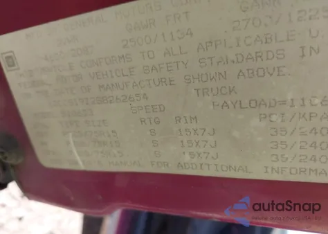 1995 Chevrolet S Truck S10 из США, поврежденный, VIN 1GCCS19Z2S8262654